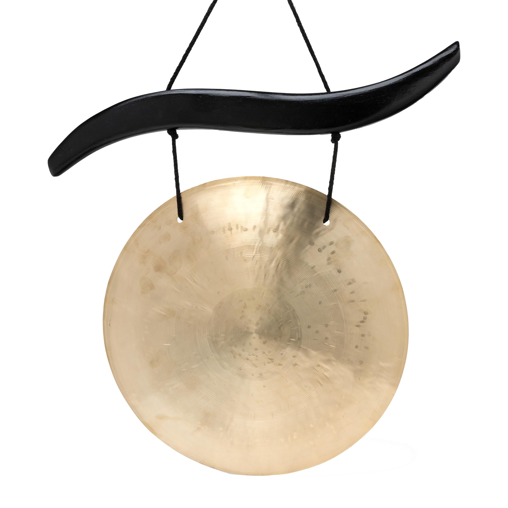 Feng Gong-Set/Wind Gong 30 cm, inklusiv geschwungenem Holzaufhänger aus Holz sowie einem Holz-/ Baumwollklöppel -7071-