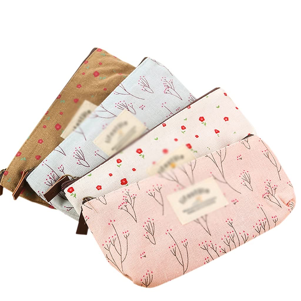 Útiles escolares: 1 Uds. Lindo lienzo de flores florales Kawaii y bolsos de pluma de árbol de flores de tela encantadora-estuches de lápicesArgento