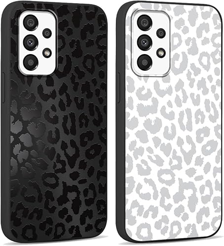 Paquete de 2 fundas de teléfono para Samsung Galaxy A32 5G de 6.5 pulgadas, diseño de leopardo de lujo, silicona suave, TPU a prueba de golpes, para