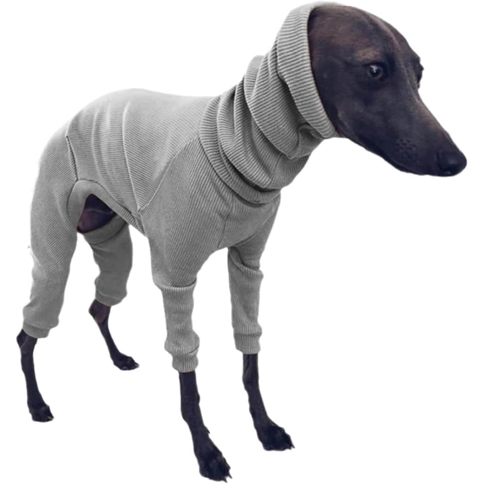 Italian Greyhound Pajamas Clothes, Lightweight Four-Legged Dog Sweater Jumpsuit, Stretchable Warm Whippet Coat Pet Onesie for Small Medium Large Dogs Outfit(Gray,XL)