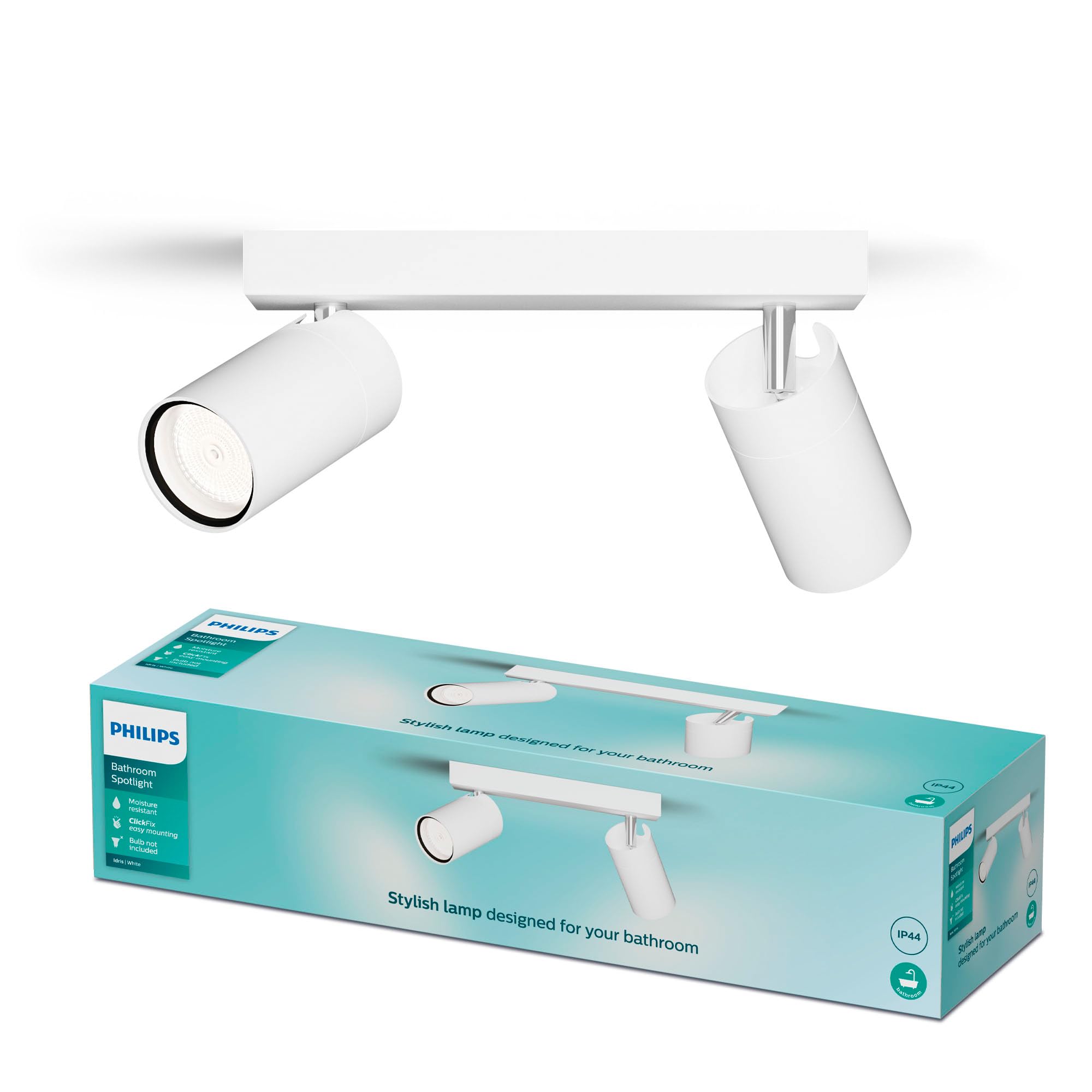 Philips PHILIPS Idris 2-Head spot, GU10 lamp not Included, White, IP44, Water-Resistant