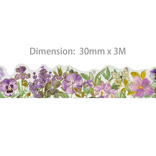 Miniatura 2 de allydrew Cinta washi de lámina dorada metálica floral paisaje, 1.181 in x 9.8 ft, violetas dulces