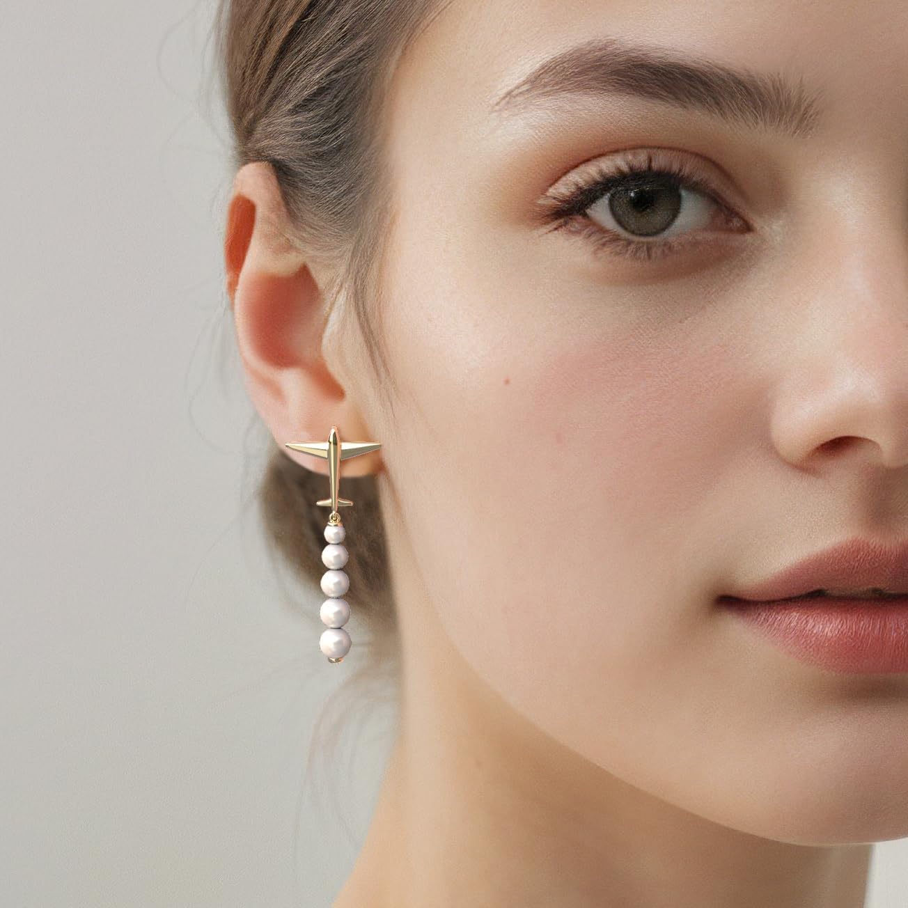 14k Gold-Plated Airplane Pearl Dangle Earrings丨925 Sterling Silver Ear posts丨Hypoallergenic Fun Jewelry Gift for Women - Image 2