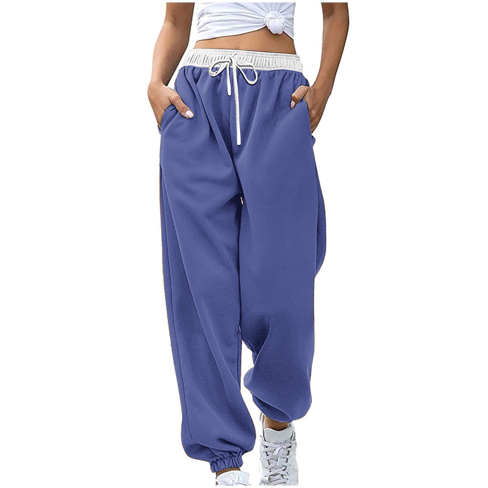 Womens Casual Athletic Cotton Long Sweatpants,Teen Girl Solid Color Cute Hiking Long Pants,Fall Trendy Clothes