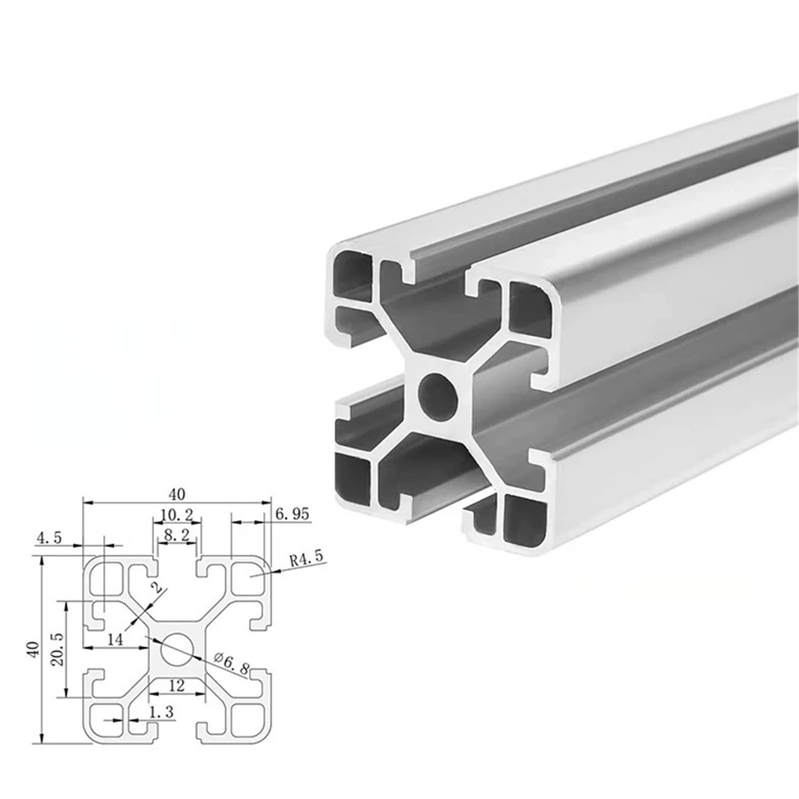 GTPBAO Profilo industriale anodizzato 4040 tipo T scanalatura in alluminio estruso quadrato rack fai da te telaio espositore for mobili staffa Binario estruso(850mm long)