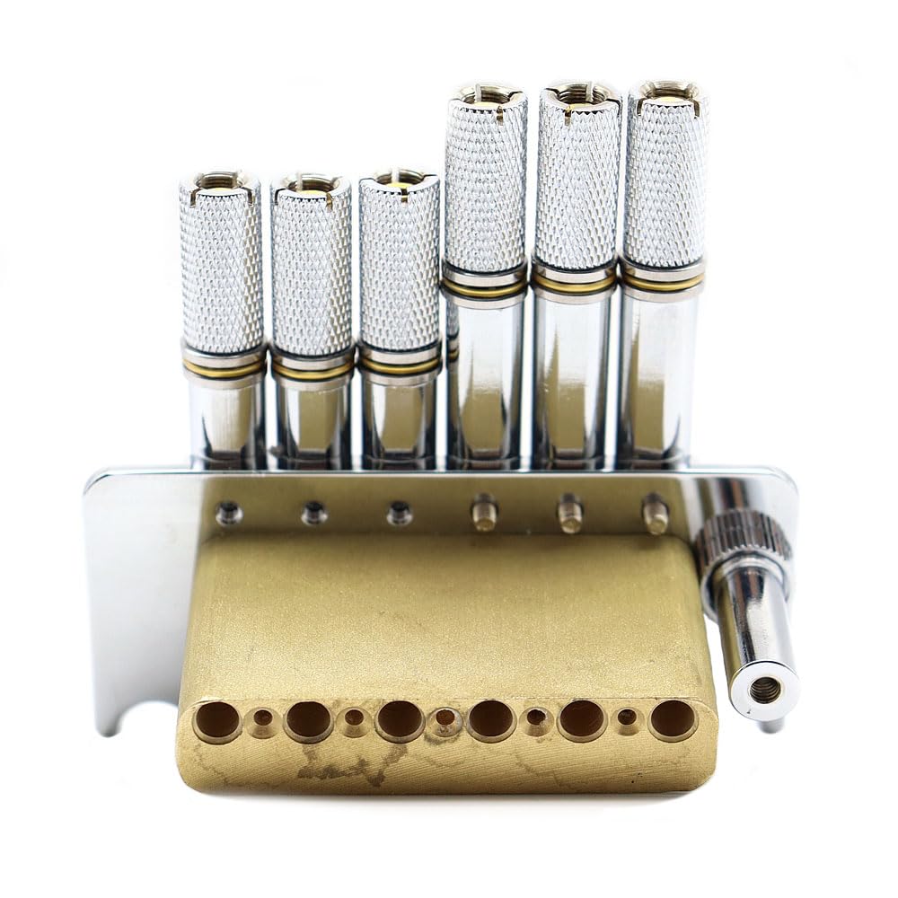 6-strunowy mostek gitarowy, system Tremolo, mosiężny, regulowany, mostek, zestaw akcesoriów zamiennych do gitary elektrycznej, wachlarzowy, wieloskalowy, części do gitary ze śrubami, klucz (1 zestaw