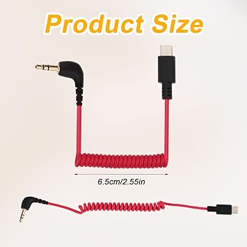 PEUTIER USB C to 3.5mm TRS Microphone Adapter, for Rode Wireless GO 2 / ME/Pro Hollyland Lark M1 / M2 / MAX / 150 / M1 / MAX Duo Audio Output DAC Coiled Cable for Android iPhone 15