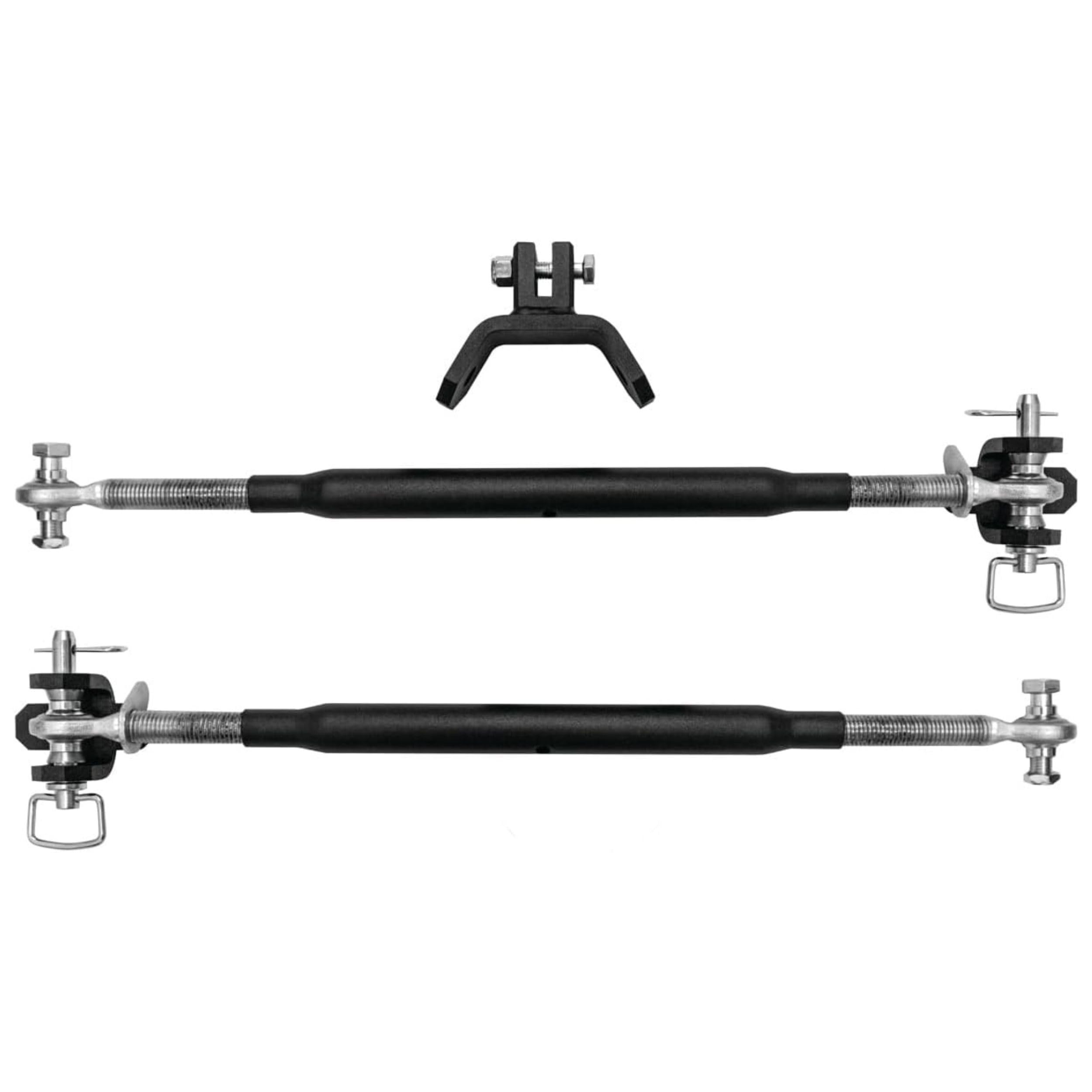 Frame-Mounted Hitch Stabilizer Draw Bars - Adjustable Trailer Stabilizer Bars - Solid Steel, Black Powder Coat, Hardware Included