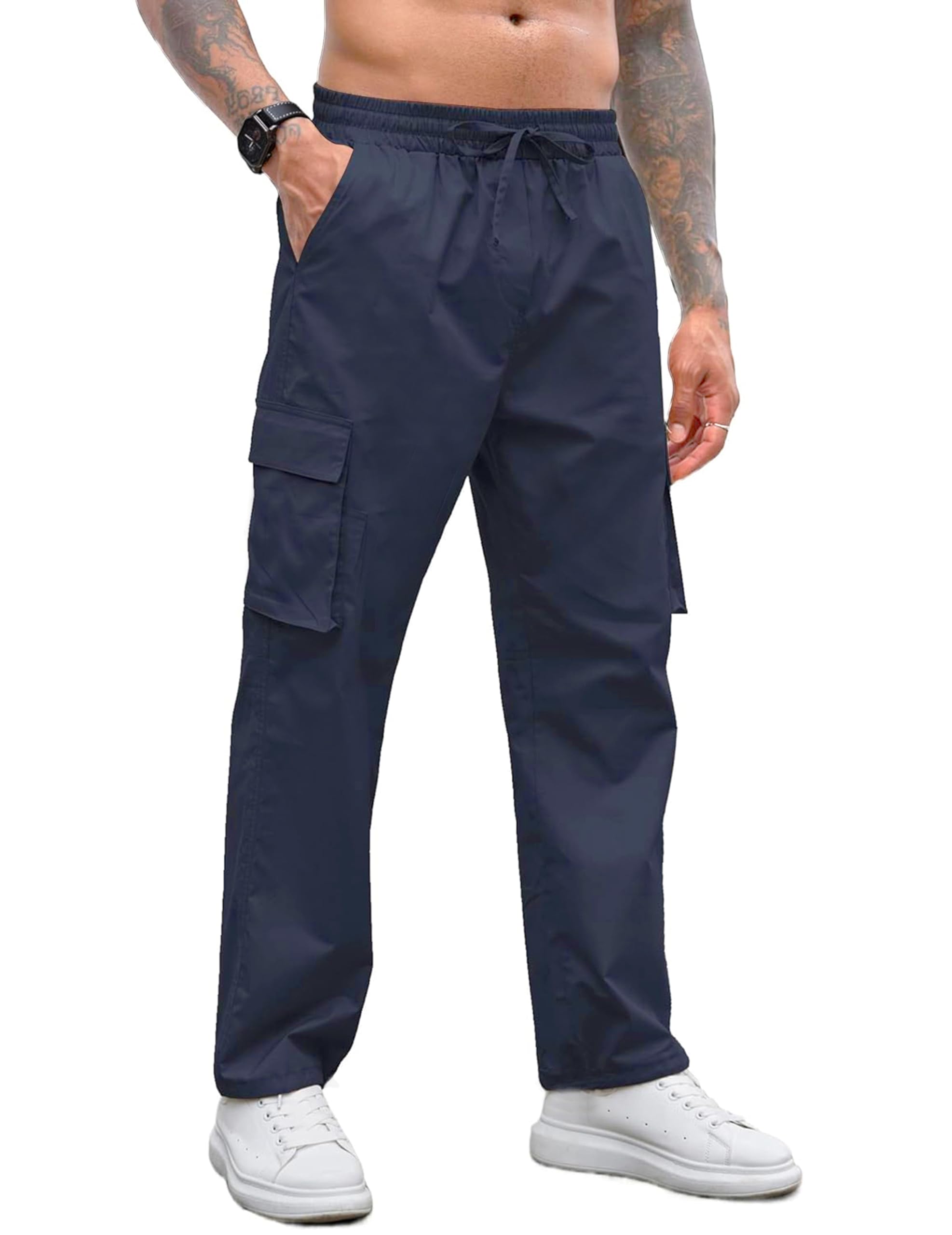 valley Men's Cargo Pants with Drawstring, Casual Relaxed Fit, Side Pockets, Track Pant for Men || Mens Lower Activewear Cargo Pant-picture-43