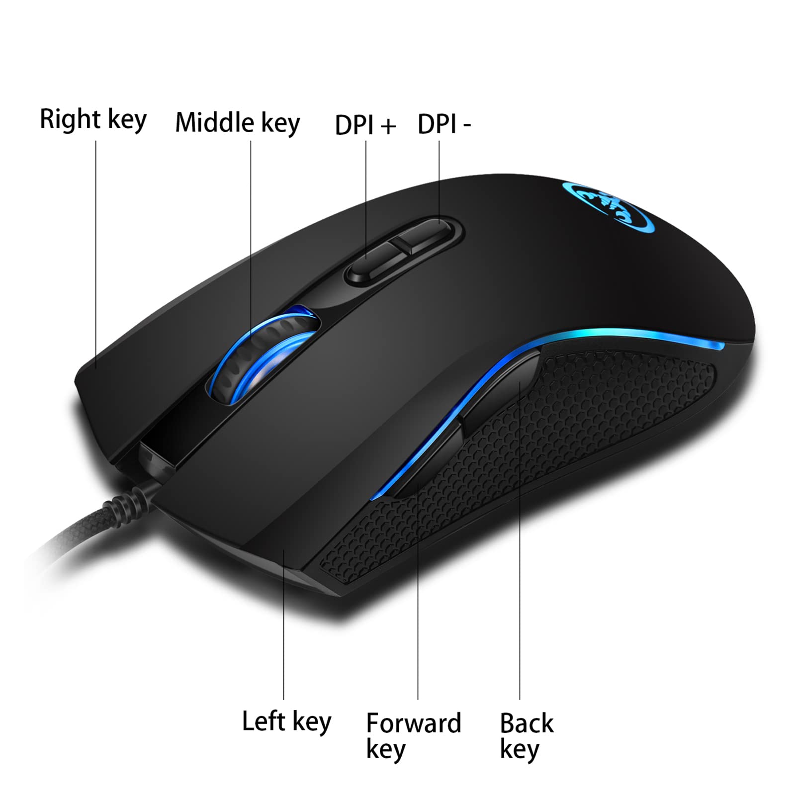 Irfora V700BW+A869 - Kit tastiera e mouse USB per computer con retroilluminazione RGB a 61 tasti + mouse da gioco cablato, illuminazione LED colorata, DPI a 4 livelli, max. 3200 DPI per PC laptop