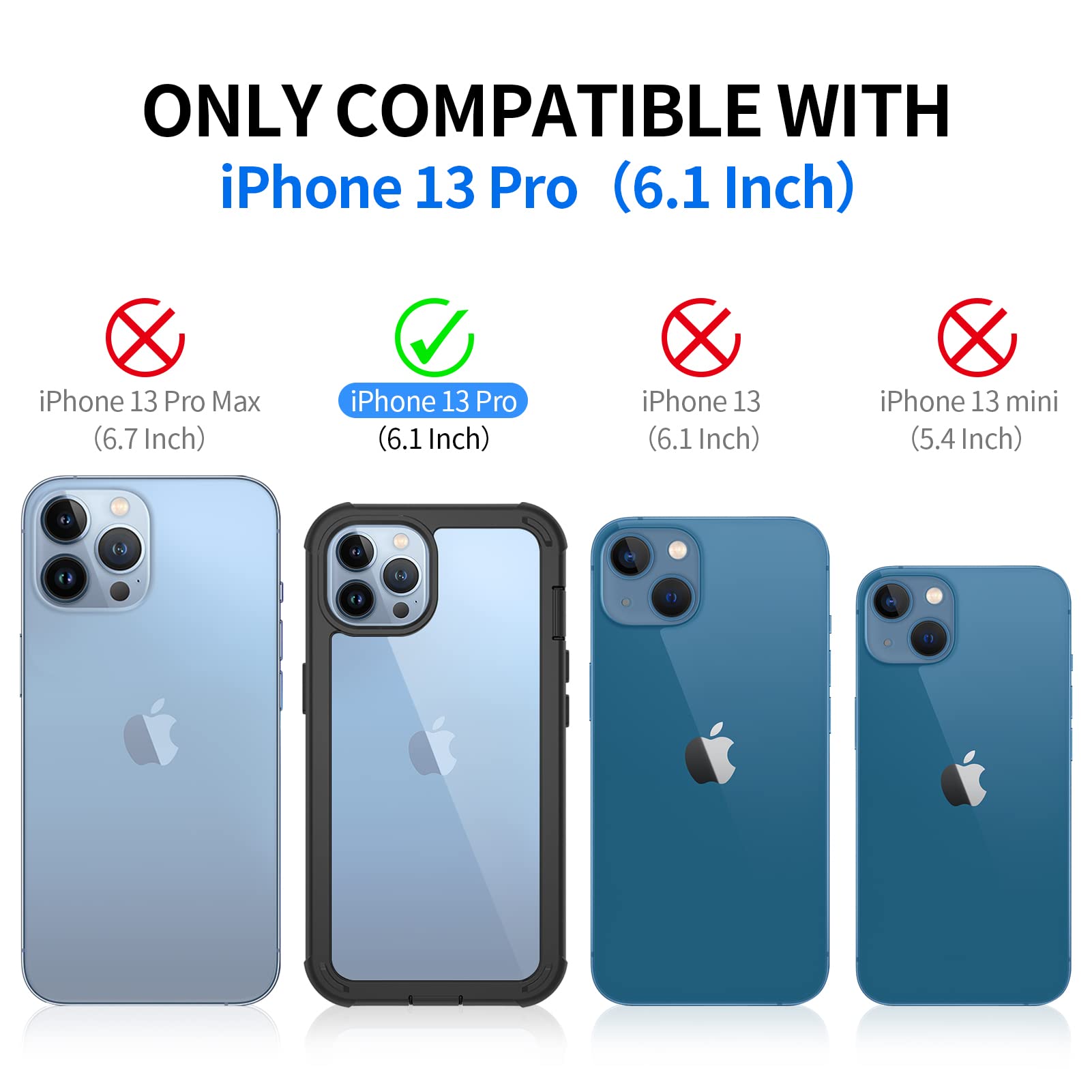 Cover per iPhone 13/13 Pro/13 PRO Max, 360 Gradi Antiurto Case con Protezione Schermo Integrata Rugged Full Body Doppia Faccia Bumper Trasparente Custodia,Rosso,13pro 6.1