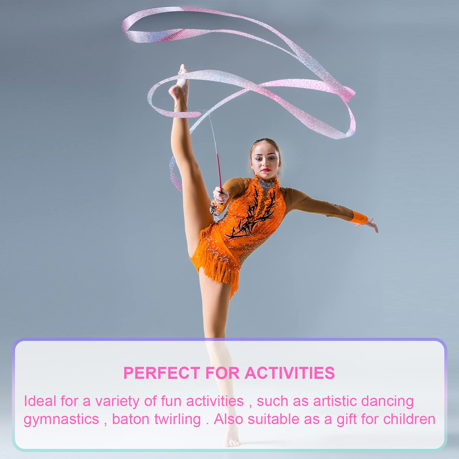Set De 8 Rubans De Danse SAVITA – 2 M Avec Bâton 30 Cm, En Soie Et Fibre De Verre, Pour Gymnastique Et Fêtes