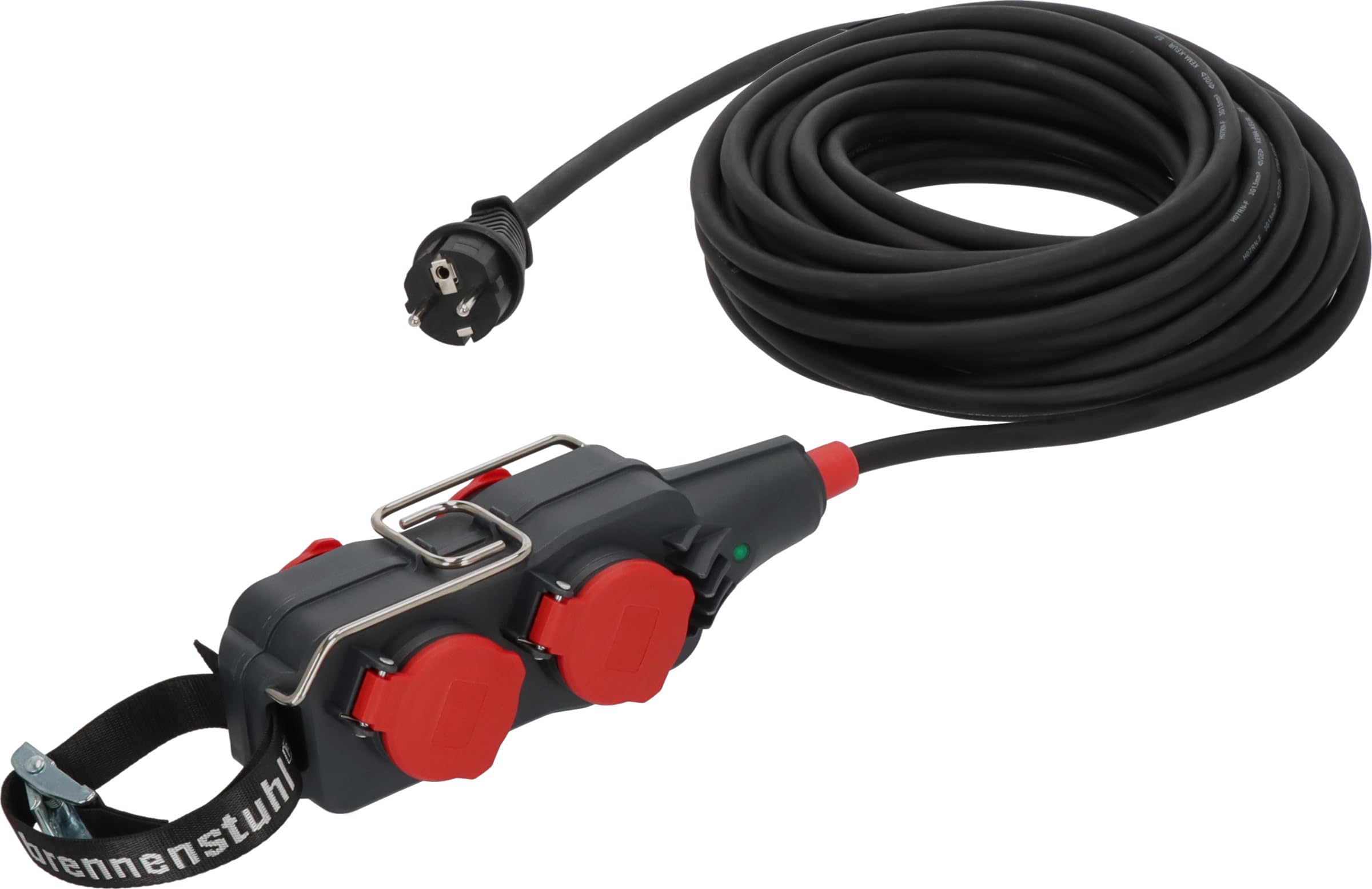 Brennenstuhl Professional Powerblock mit Verlängerungsleitung 4-Fach, 15m | Verteilersteckdose für den Baustelleneinsatz und ständiger Einsatz im Freien, IP54, Steckdosen in 45°-Anordnung