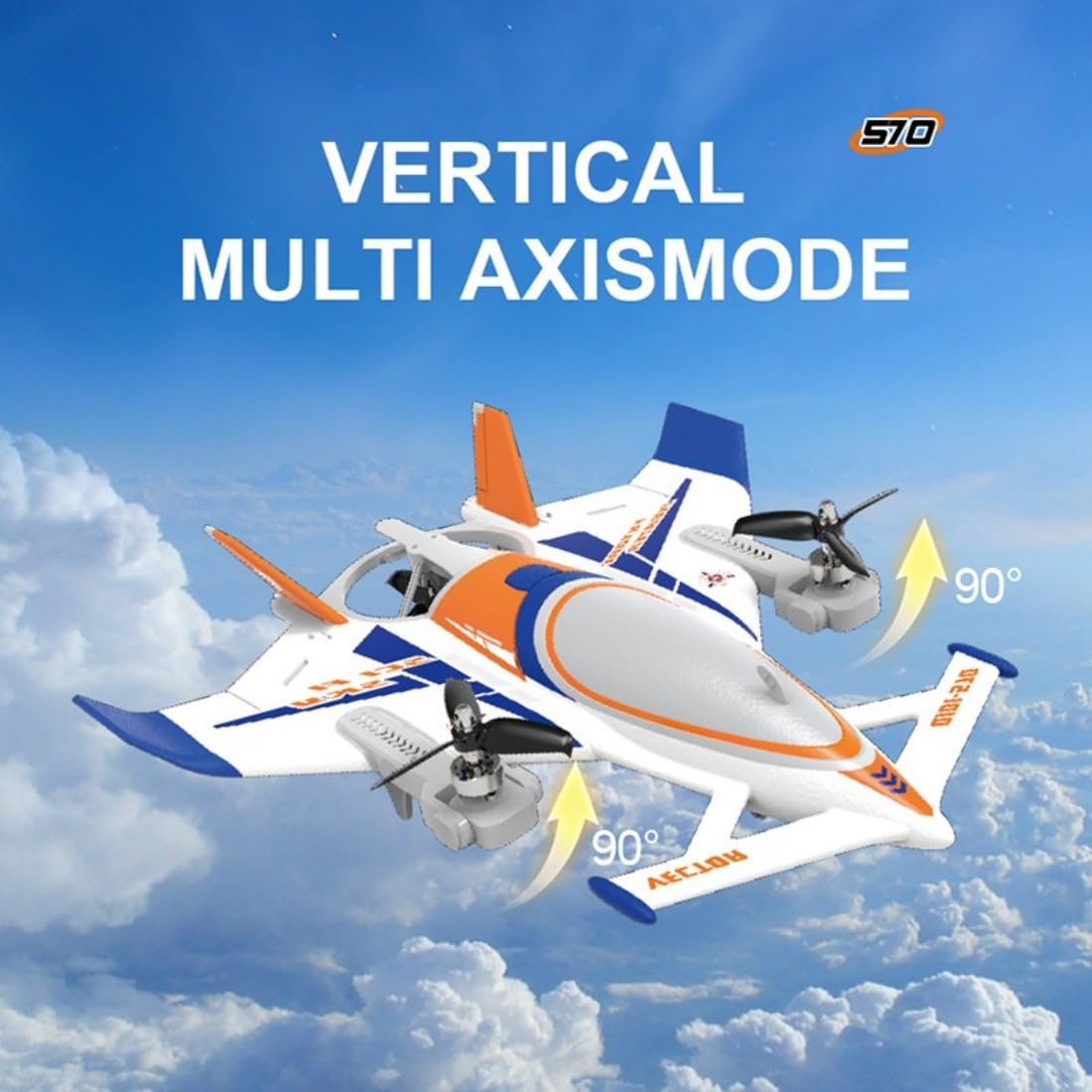 NULA 8-Kanal RC Flugzeug Mit Brushless Motoren, 2,4 GHz EPP-VTOL-Starrflügler Flugzeug Modell Für Senkrechtstart, Schwebeflug Und Vorwärtsflug, 6-Achsen-Gyro, RTR-Orange / 2 Akku
