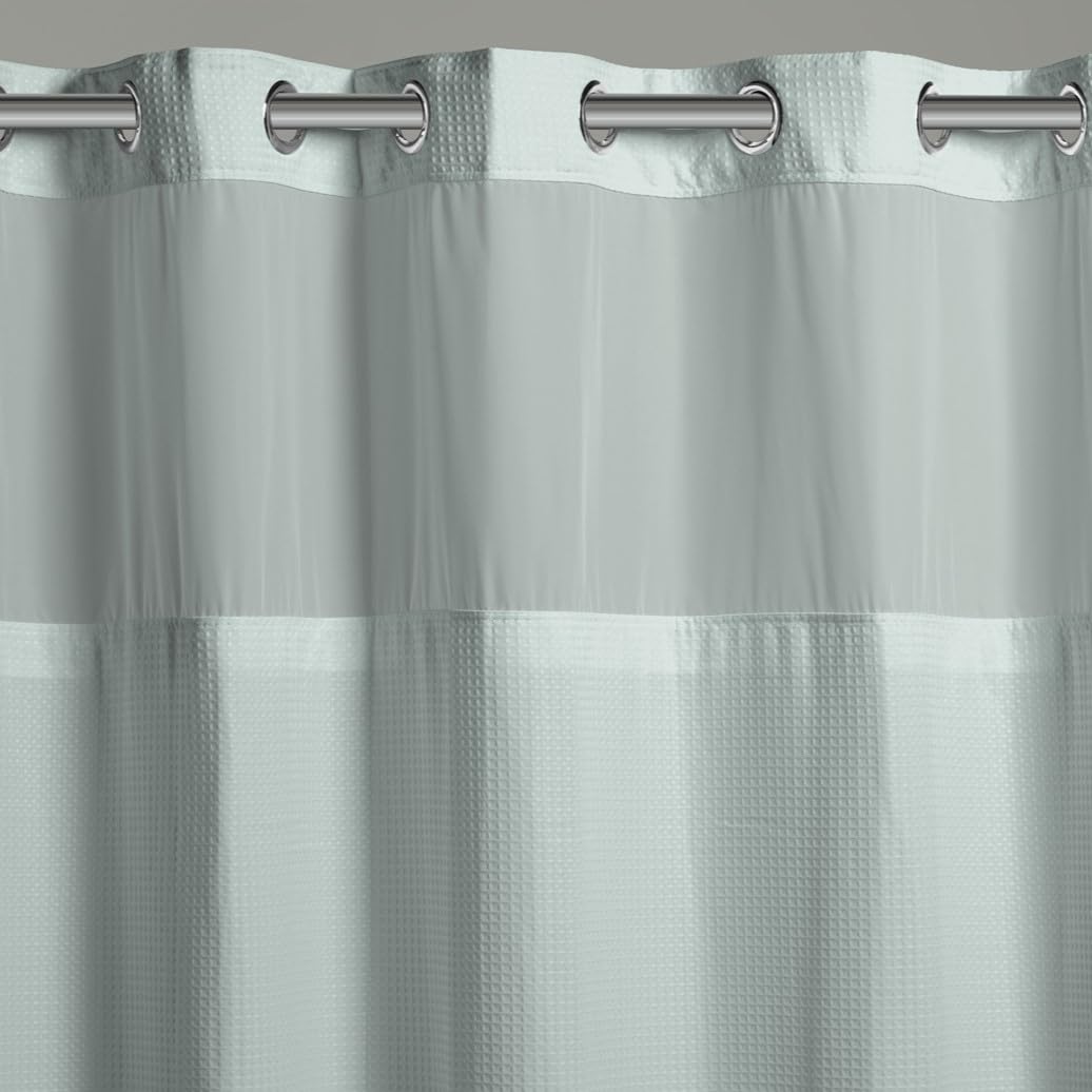 Hookless Hangis in Seconds Waffle Fabric Shower Curtain (71 x 74, Misty Blue), W 71" x L 74" (1 Panels) - Image 2