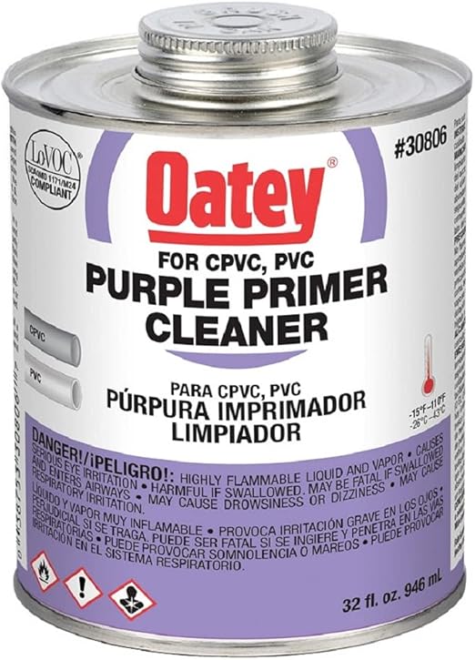 Oatey, 1 Quarts (Pack of 1), No Color, 32 OZ Purple Primer/Cleaner (30806) (12, 32 Fl Oz