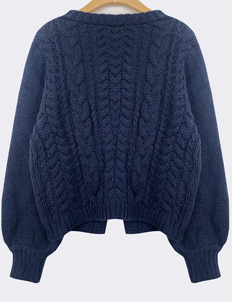 Kinghua Tie Front Cardigan for Women Fall Winter V Neck Cable Knit Cropped Cardigan Sweaters Cute Bow Tops - Image 2