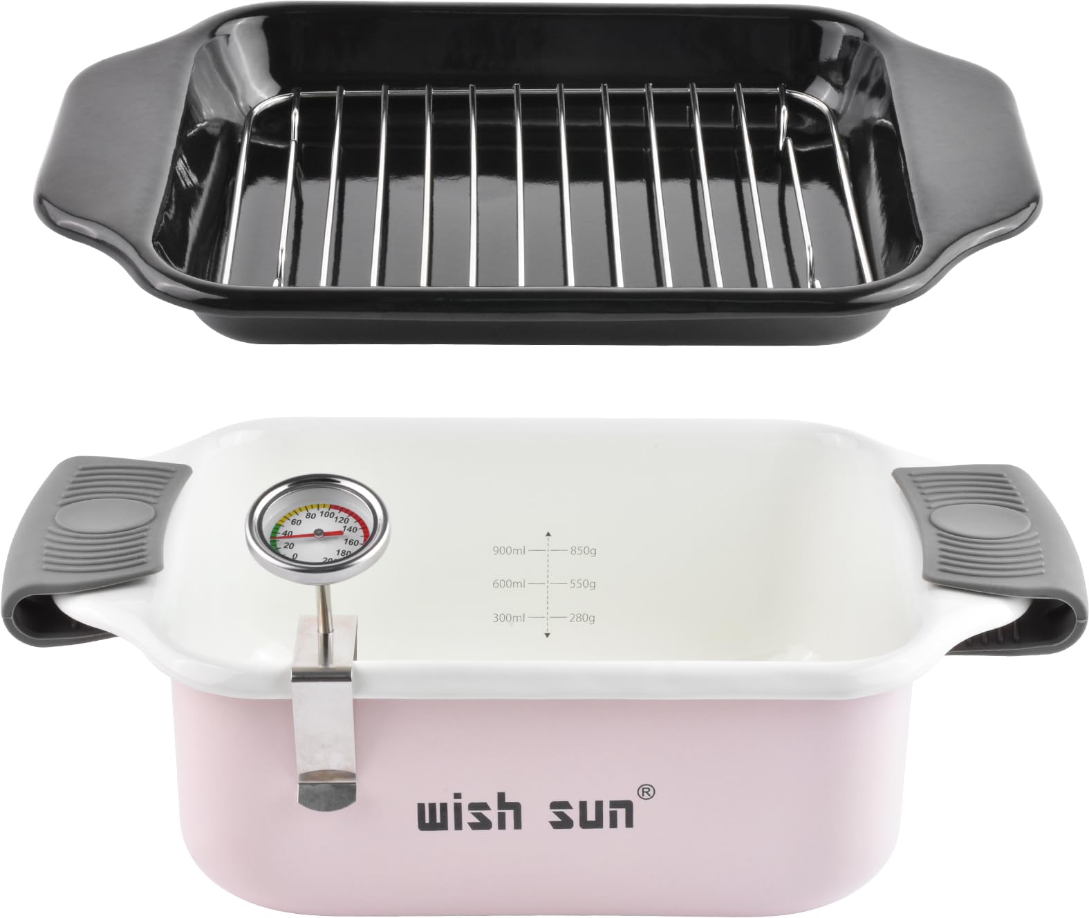 Amazon | WISH SUN ホーロー あげもの鍋 IH対応 角型 温度計 揚げ網