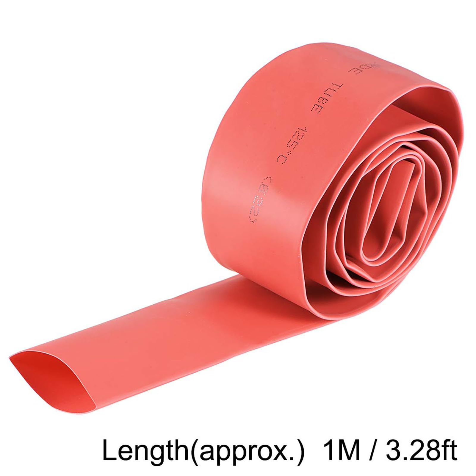 Gaine thermorétractable de 80 mm de long, 1 m de long, rapport 2:1 pour isolation électrique, réparations, câbles enroulés, connecteurs de fils, rouge, 22 mm x 1 m