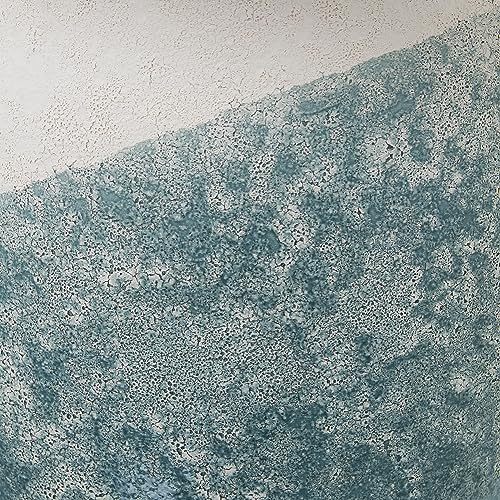 Vase de table en céramique bleu pétrole et beige texture sable 17cm