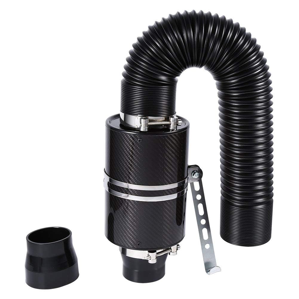 Kit di aspirazione aria fredda, filtro dell'aria sportiva per auto, set di filtro ad aria fredda in fibra di carbonio per auto, 7,6 cm, filtro ad aria in fibra di carbonio, kit di alimentazione con