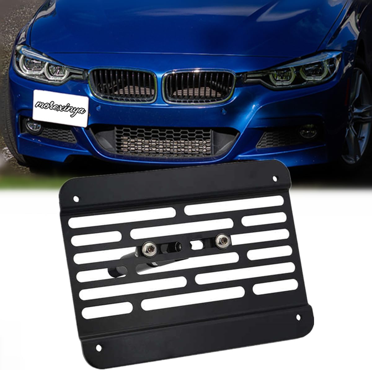Front Bumper Tow Hook License Plate Mount Relocator Bracket fit for BMW 3 4 5 Series F30 12-18, F32 F33 F36 14-18, F10 G30 11-18 F25 F26 X3 X4 Stainless Steel No Drill Holder (for BMW F Chassis)