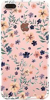Caler Compatibile con iPhone 8 Plus iPhone 7 Plus Custodia Case Trasparente Morbida TPU [Ultra Leggere e Chiaro] Silicone Ultra Sottile Case (Fiore 2)