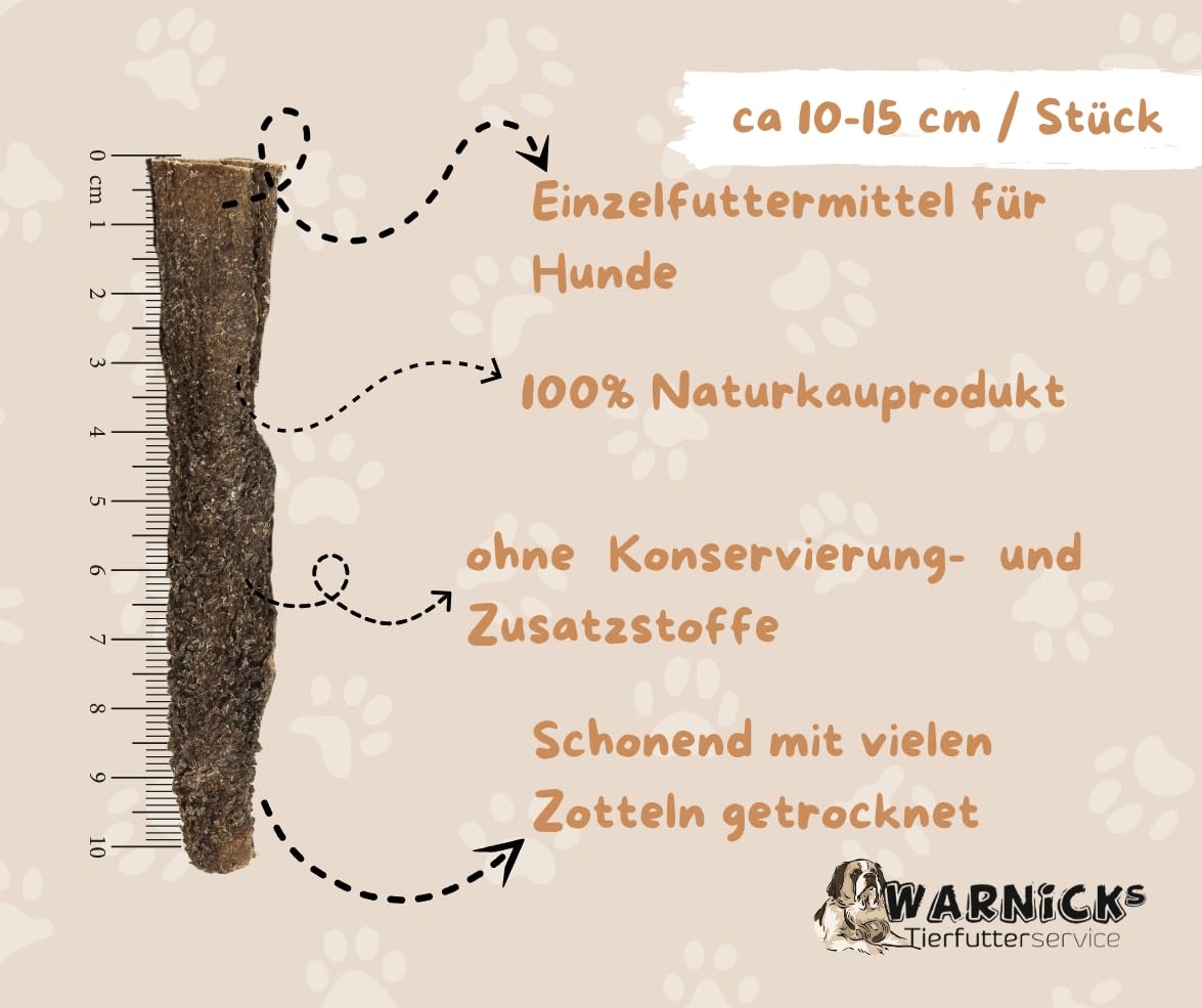 Warnick's Hundesnack Rinderpansen getrocknet - 5 kg (5 x 1 kg) | Naturkausnack für Hunde aus 100% Rind - Fettarm & proteinreich - Luftgetrocknet ohne Zusätze - Zur Zahnpflege