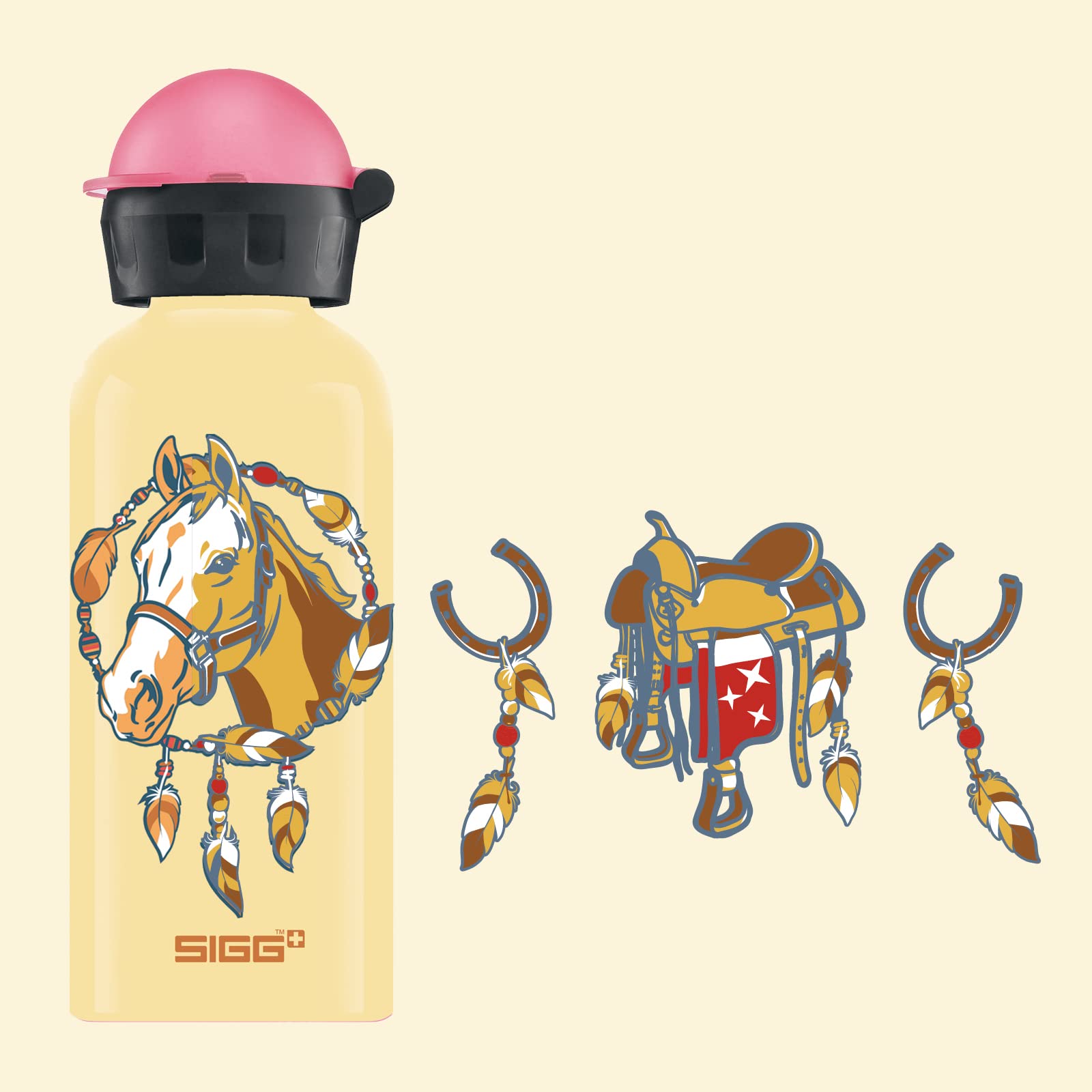 SIGG Gourde pour Enfant Horse (0.4 L), Petite bouteille sans BPA et sans solvants avec bouchon de sécurité, Gourde en aluminium ultra-résistante