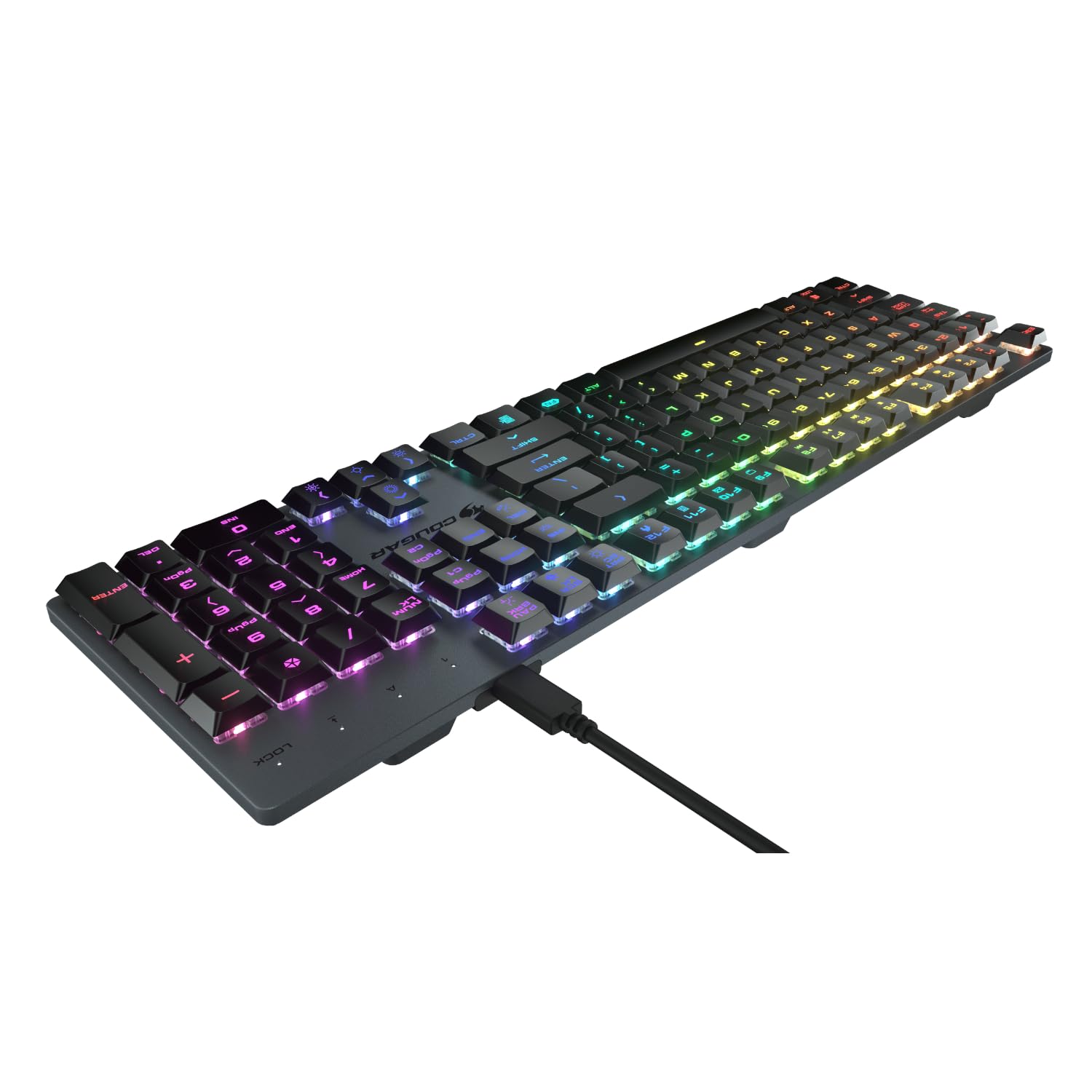 COUGAR Gaming | Teclado Gaming | Teclado Gaming LUXLIM MECÁNICO RGB Red Switch ALU Negro - Interruptores ópticos-mecánicos - Grosor de 20 mm - Marco de Aluminio CNC - Diseño ergonómico