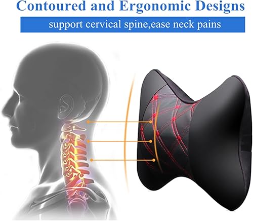 Miniatura 3 de Almohada para el cuello del coche, 2 uds, suave, respira el coche, para la cabeza y el cuello, almohadilla para reposacabezas color negro