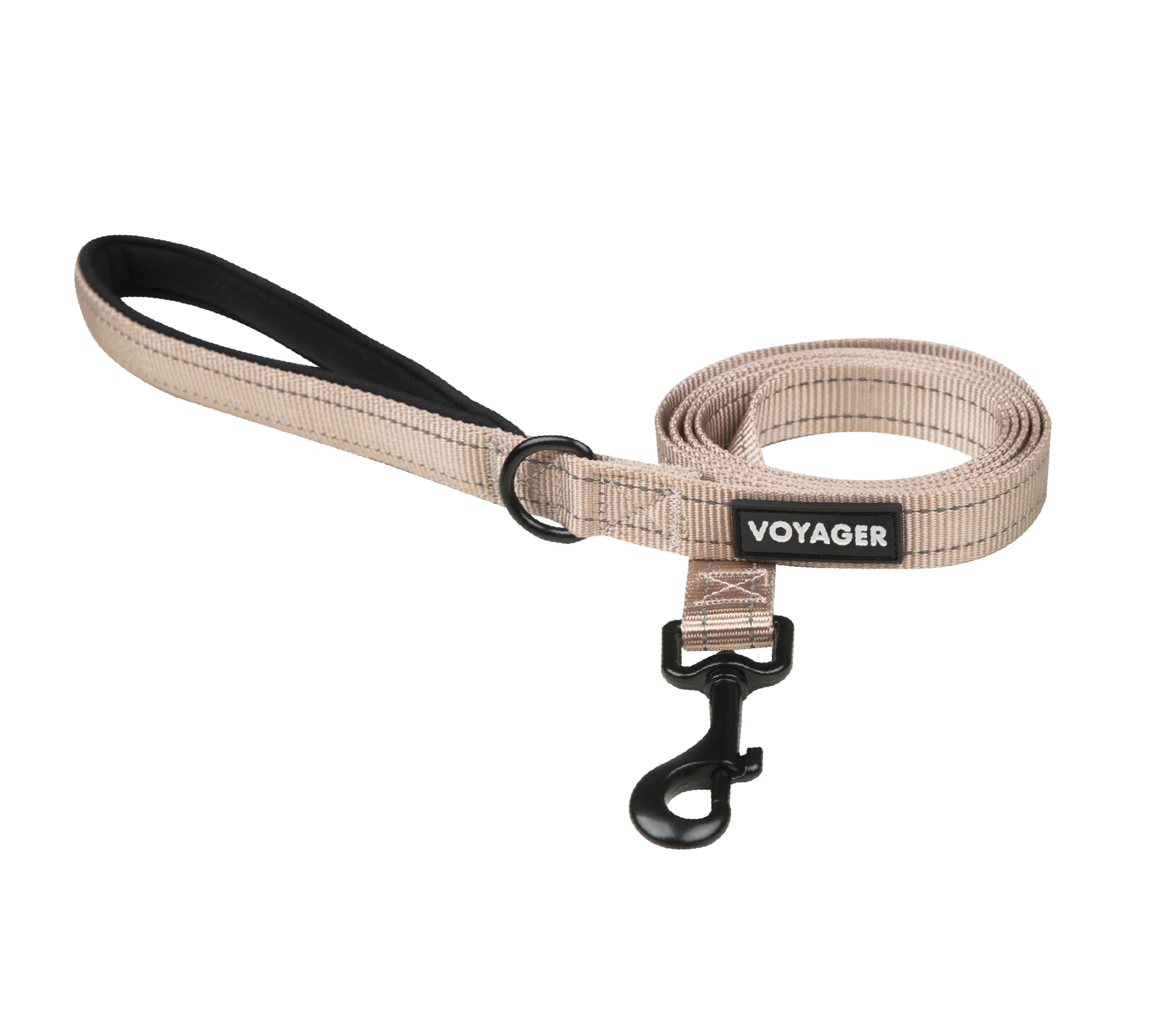 Best Pet Supplies Voyager Reflective Dog Leash or Collar with Neoprene Handle, for Small, Medium, and Large Breed Puppies, Cute and Heavy Duty for Walking, Running and Training - Khaki (Leash), M — image 1