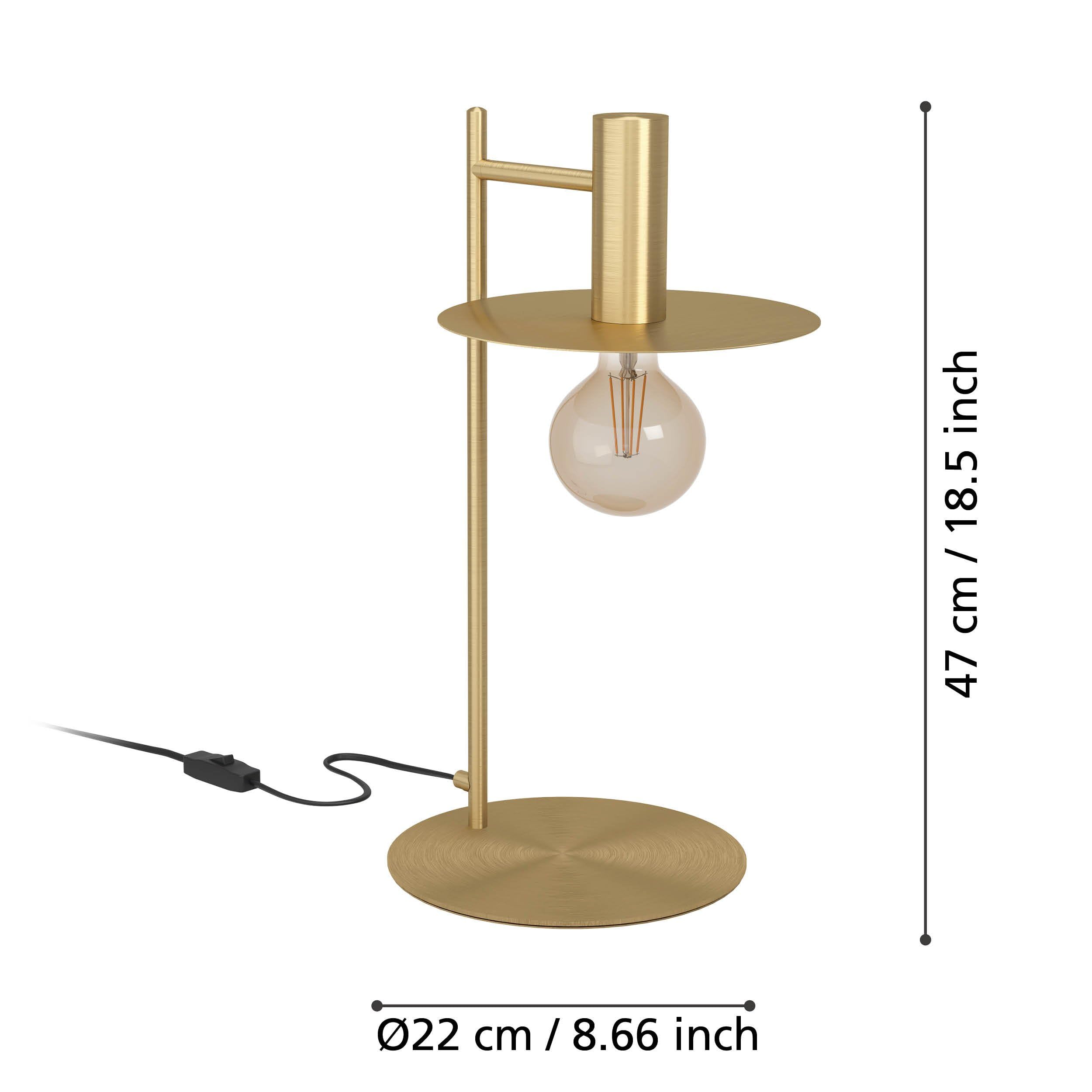 EGLO Tischlampe Escandell, elegante Nachttischlampe | Tischleuchte aus Metall in Messing-gebürstet, Tisch-Lampe für Wohnzimmer und Schlafzimmer, E27 Fassung