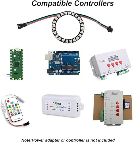 Miniatura 4 de Sparkleiot Anillo LED RGB WS2812 de 24 bits con cable SM2.54-3P, WS2812B 5050 LED direccionable Pixel a todo color con controladores integrados DC5V