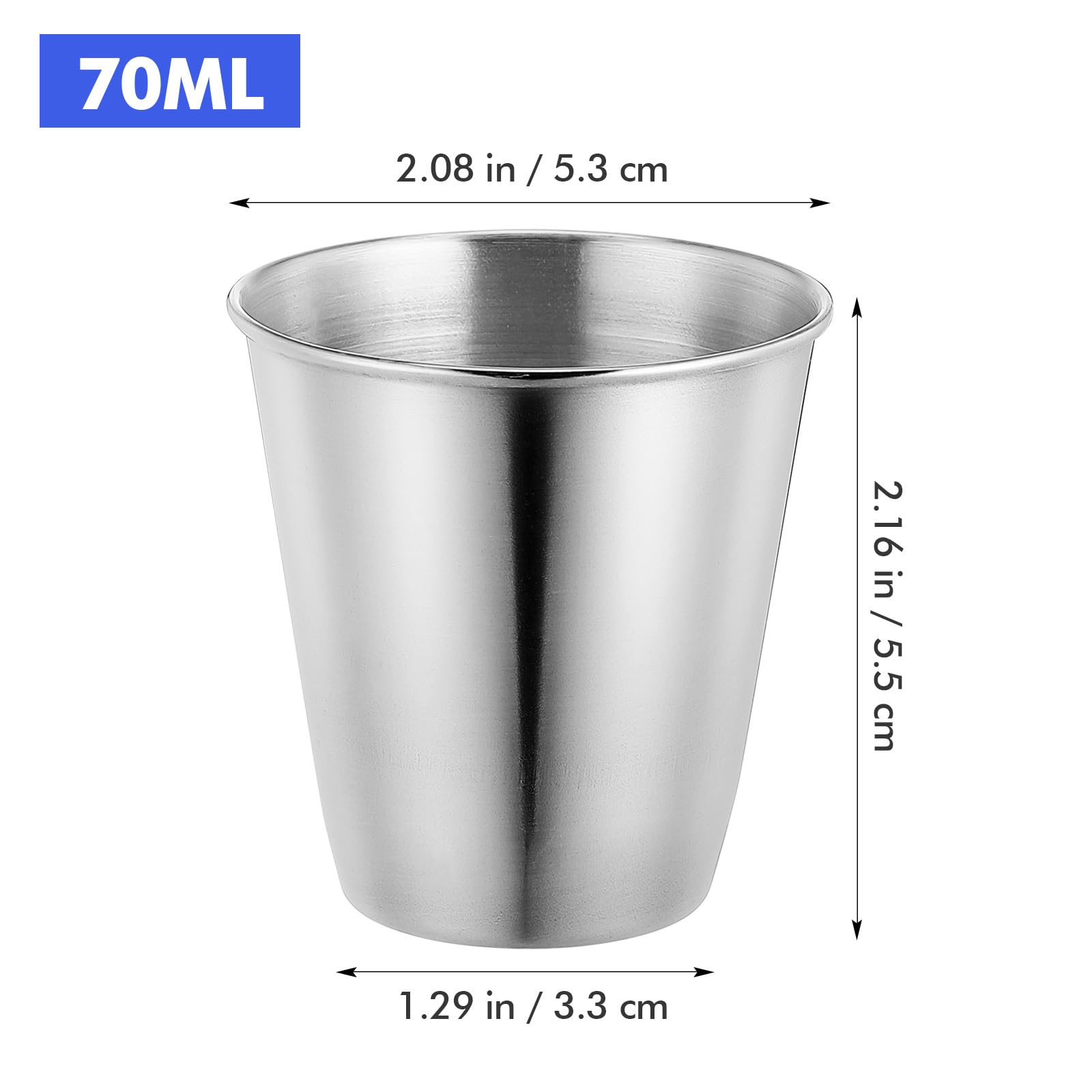 STOBOK 12 Bicchieri Inox 70Ml Bicchieri Da Liquore in Acciaio Inossidabile Portatili Resistenti Antiruggine Per Whisky Vodka Uso Domestico Bar Feste