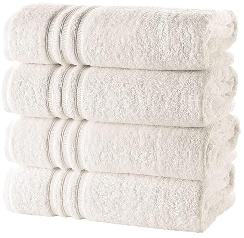 Hammam Linen Sea Salt Cream Bath Towels 4-Pack - 27x54 Soft and Absorbent, Premium Quality Perfect for Daily Use 100% Cotton Towel 600 GSM Hammam Linen Sea Salt Cream Bath Towels 4-Pack - 27x54 Soft and Absorbent, Premium Quality Perfect for Daily Use 100% Cotton Towel 600 GSM