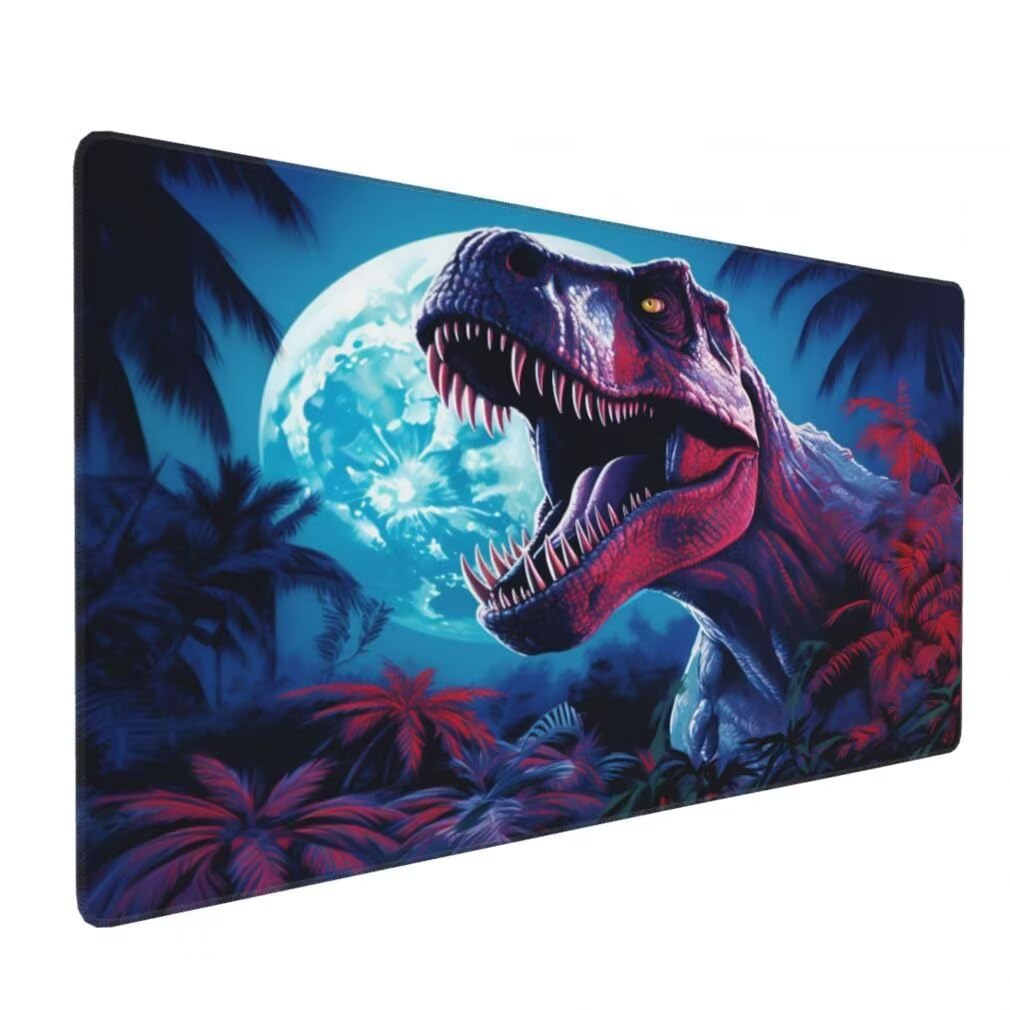 Tappetino Mouse XXL 1000x500mm Dinosauro Grande Mouse Pad, Tappetino Scrivania con Bordi Cuciti, Grande Mousepad Gaming con Base Antiscivolo per Giocatori, Ufficio e Casa (Luna Piena) -MP1532