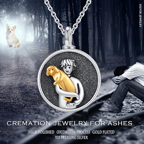 XIXLES Dog Ashes Necklace 925 Sterling Silver Pet Urn Pendant Cremation Jewellery for Women Men, 21mm pendant with a 55.9 cm chain - Image 2