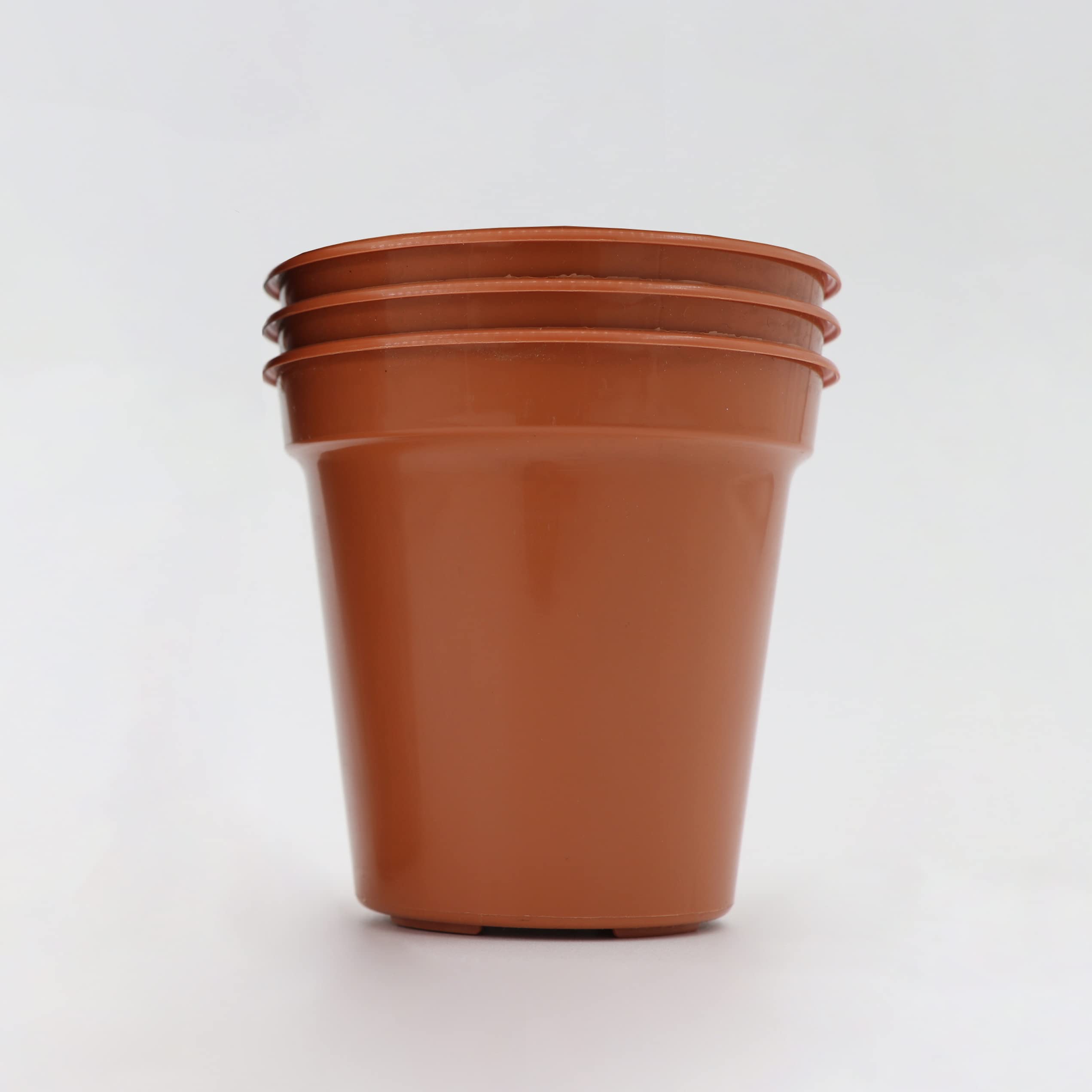 ANGIX 15cm Terracotta Plant Pots - Premium Glossy Plastic Reusable Flower Pots for Indoor & Outdoor Plants, Herbs - Ideal for Cultivation of Cuttings or Pricking Out - Garden Planters (Set of 3)