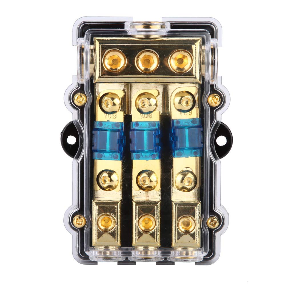 Porta Fusibile Scatola Portafusibili Circuito Audio Auto Stereo 24V 60A 1 in 3 Modi 0GA (2GA / 4GA) * 3 in 4GA (6GA / 8GA) * 3 Fuori Per Veicoli Audio