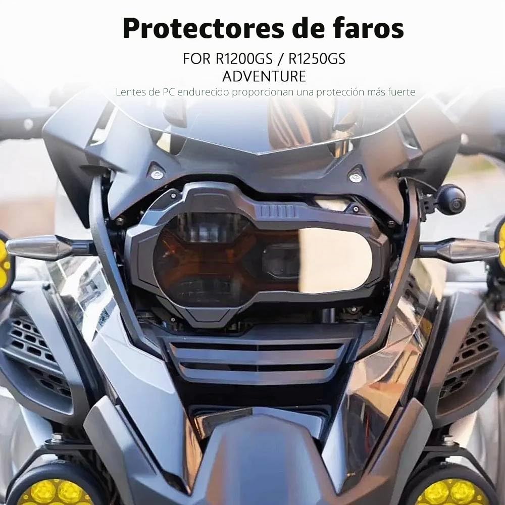 Compatible con BMW R1250GS Adventure/ R1250GS (2018-2024). Protector de faro delantero. Cubierta protectora para faro delantero de R1200GS LC Adventure. (Recubrimiento reflectante)