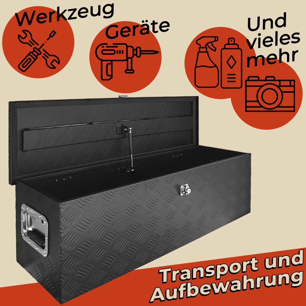 Auswahl Deichselbox Schwarz Montage Werkzeugkasten Truckbox Alu Box Anhänger Kiste Deckel Abschließbar Alubox Transportbox Werkzeugbox Aluminium trucky, Ausführung:Modell 9 (99 x 32 x 33 cm / D100)