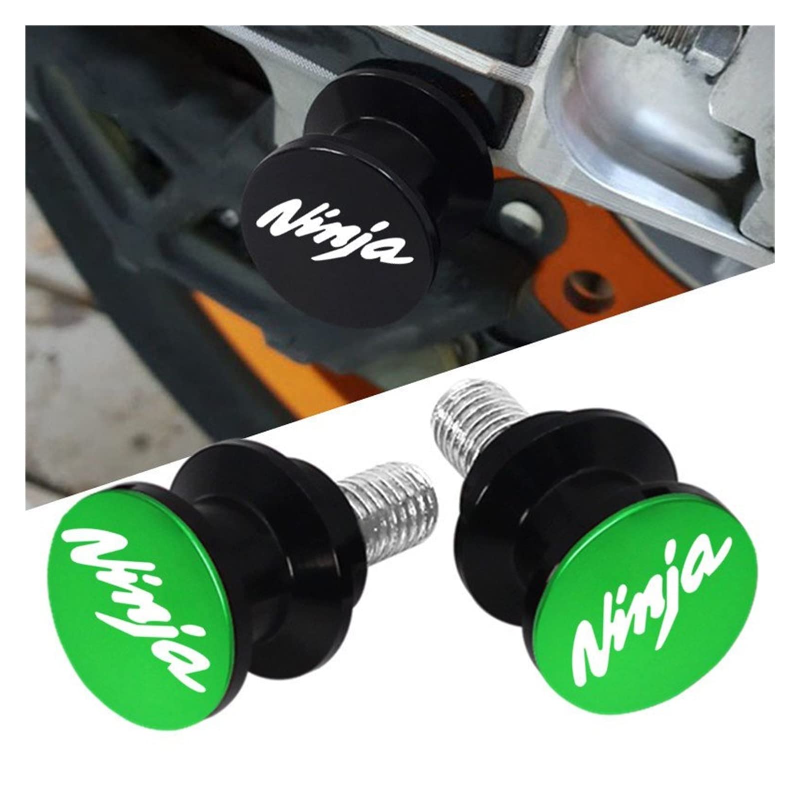 Akcesoria motocyklowe. Dla Kawasaki NINJA400 NINJA650 Ninja 1000/1000sx Motocykl Szpule Wahacza Suwak CNC Ramię Wahacza Stojak Śruby (Kolor : Czarny)