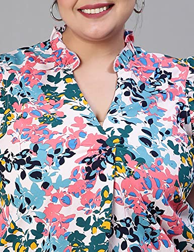Image of oxolloxo Women Plus Size Floral Print Ruffled Top