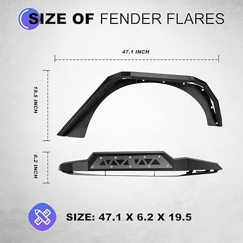 Miniatura 8 de WOLFSTORM Forros interiores para guardabarros delanteros y traseros forros de rueda de acero resistentes para Jeep Wrangler JKJKU 2007-2018 2