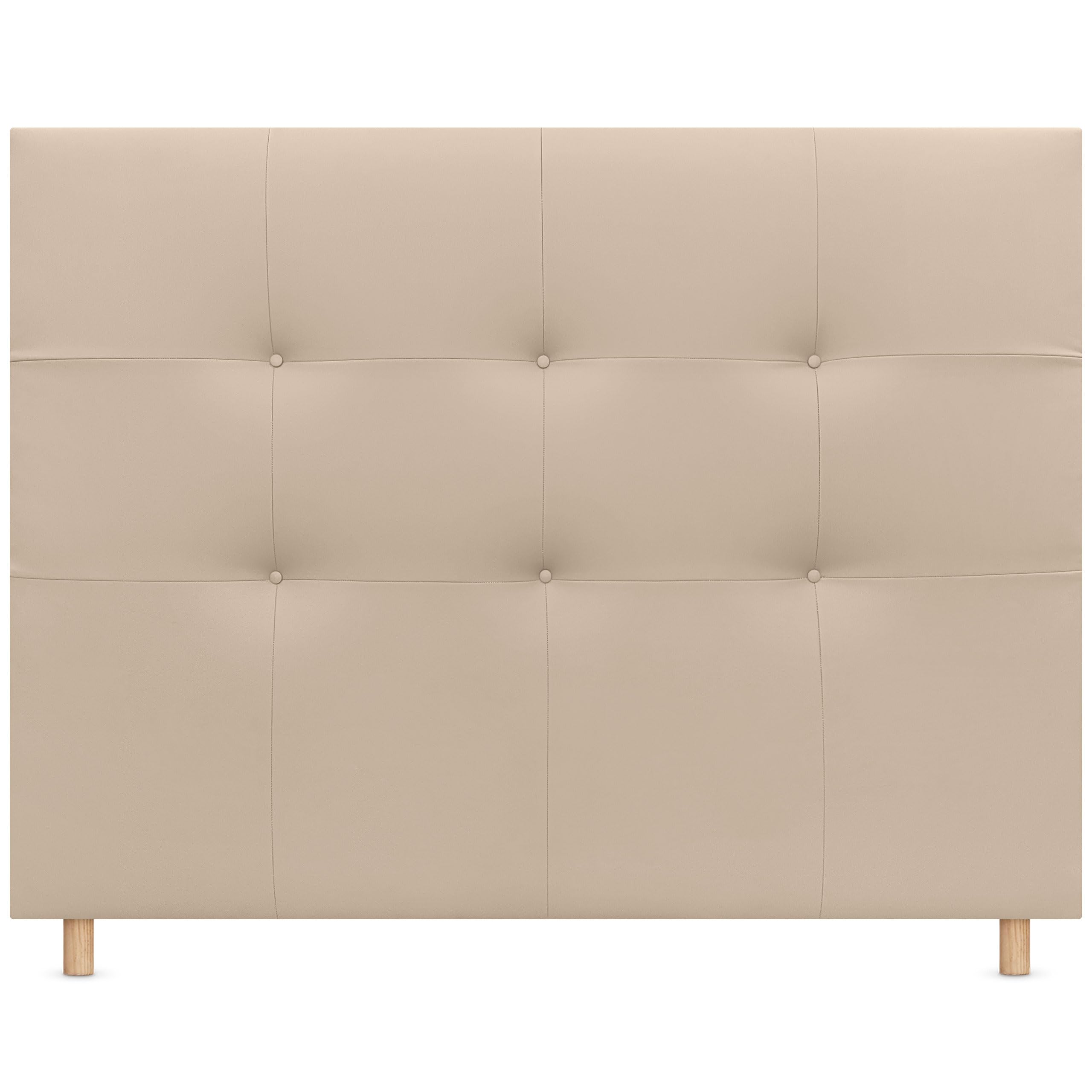 DHOME Cabecero, Cabezales de Cama Capitoné hasta el Suelo. Cabezal tapizado ACUALINE Tela y Polipiel. Cabeceros de Cama Matrimonio e Individual (Polipiel Beige, 145cm (Camas 120/135/140))