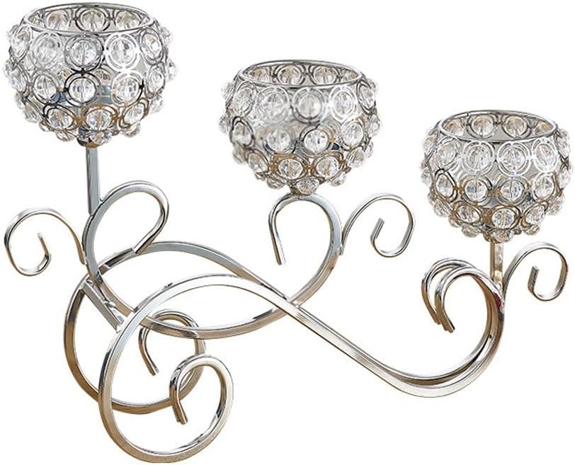 European Retro Home Wedding Candlestick Props Three Headed Crystal