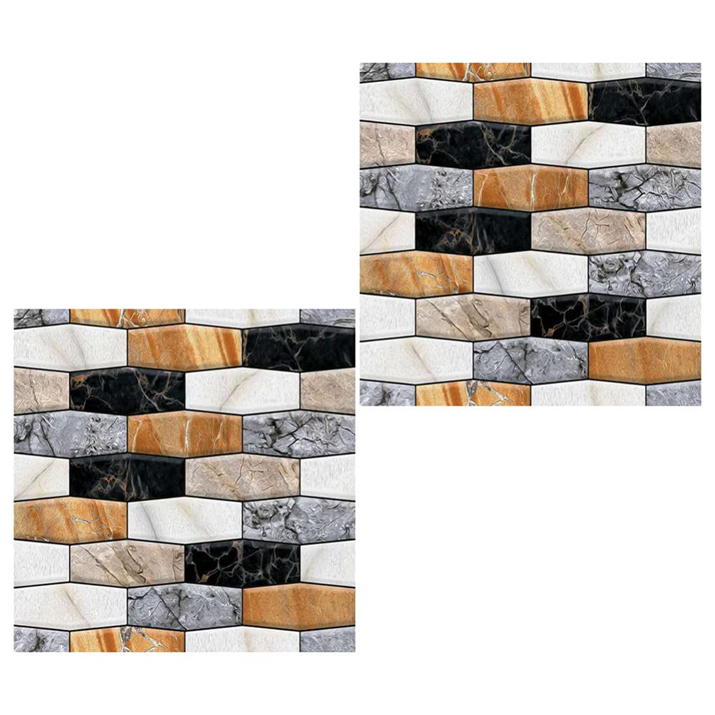 VOSAREA 2sheets PVC Tile Wall Stickers Self-Adhesive Home Decor for Living Room Kitchen Bathroom Easy to Install Decorative Wall Decal Design