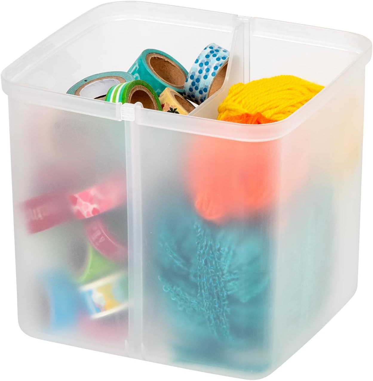 Iris Ohyama, Portable Plastic Storage Compartment Box with Handle, 25L, Clear, Snap-Tight Latch, 4 Removable Inner Cups and 4 Dividers, For Craft Supplies, Hobby, Art, Organizer, Box, BPA Free, DCB-4