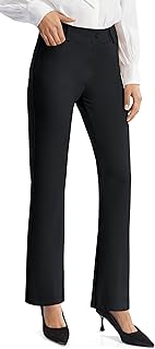 AFITNE Women\\\'s Straight Leg Work Trousers - Tummy Control Professional Suits Pants for Women, Workout Yoga Office Work Trousers Straight Leg Yoga Pants with 4 Pockets - 29/31 Inches